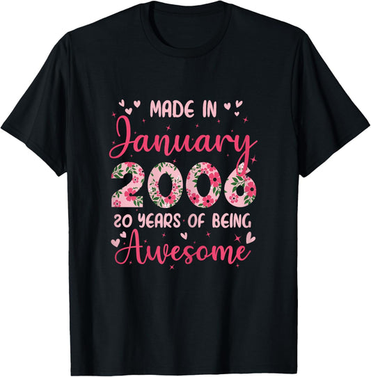 January 2006 Cool 20th Birthday Gift Girls T-Shirt - T-Shirt | Black