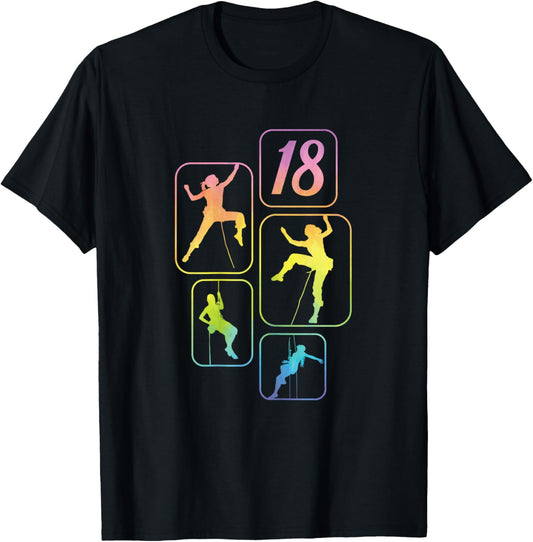 18ème Anniversaire Escalade rocheuse 18 Ans T-Shirt - T-Shirt | Black