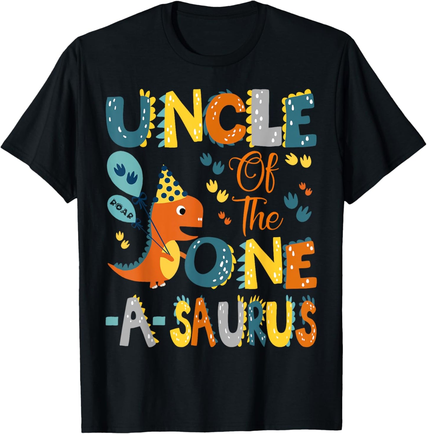 Uncle Of The One-A-Saurus 1St Birthday Dinosaur Party T-Shirt - T-Shirt | Black