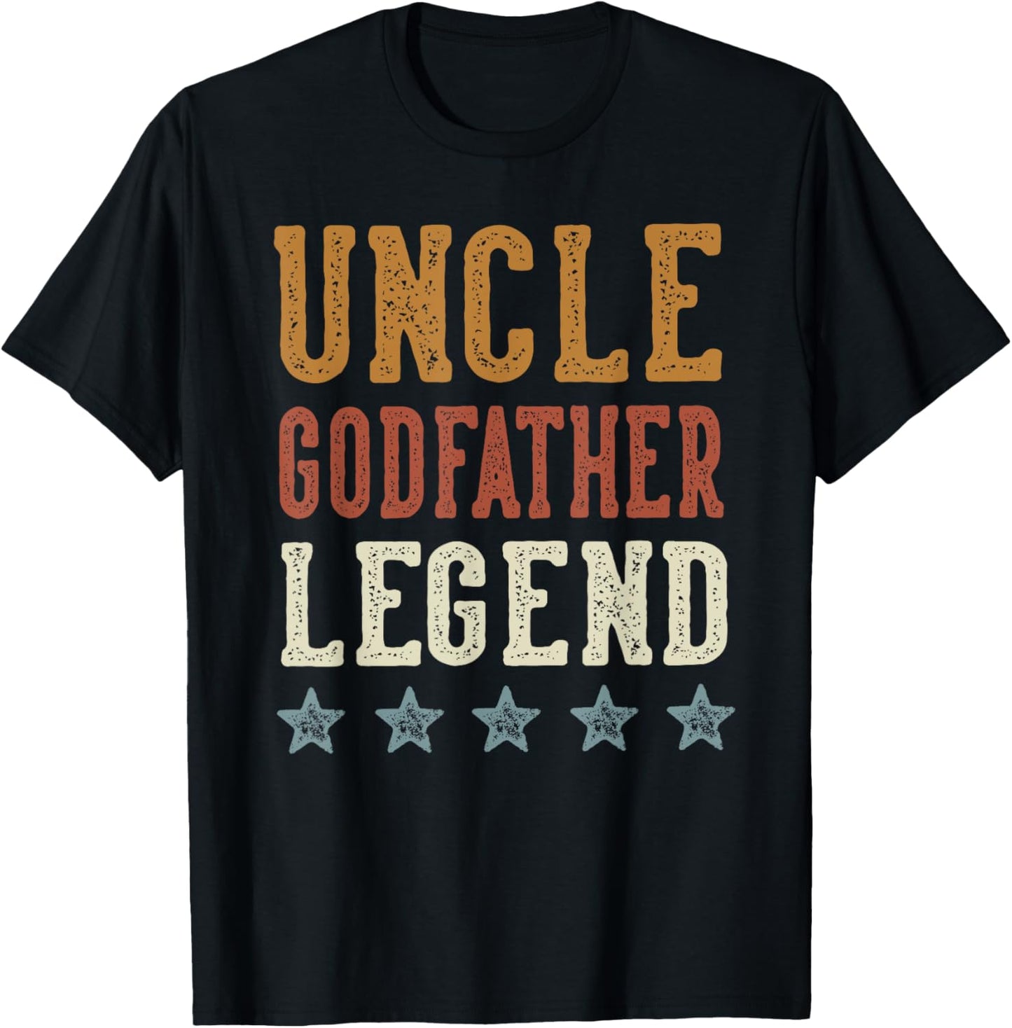 Uncle Godfather Legend - Classic Retro Distressed Lettering T-Shirt - T-Shirt | Black