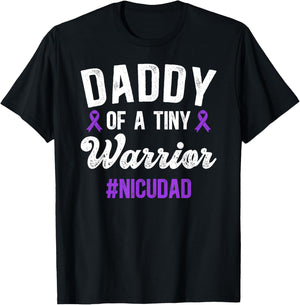 Daddy of NICU Warrior NICU Dad Micro Preemie Baby Father T-Shirt - T-Shirt | Black