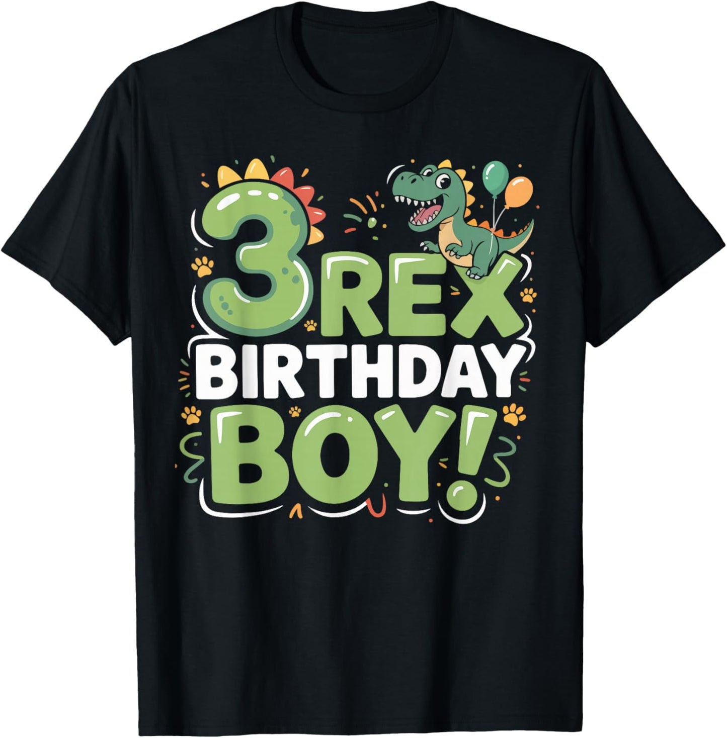 Three Rex Birthday Boy 3rd Birthday Dinosaur Third Year Old T-Shirt - T-Shirt | Black
