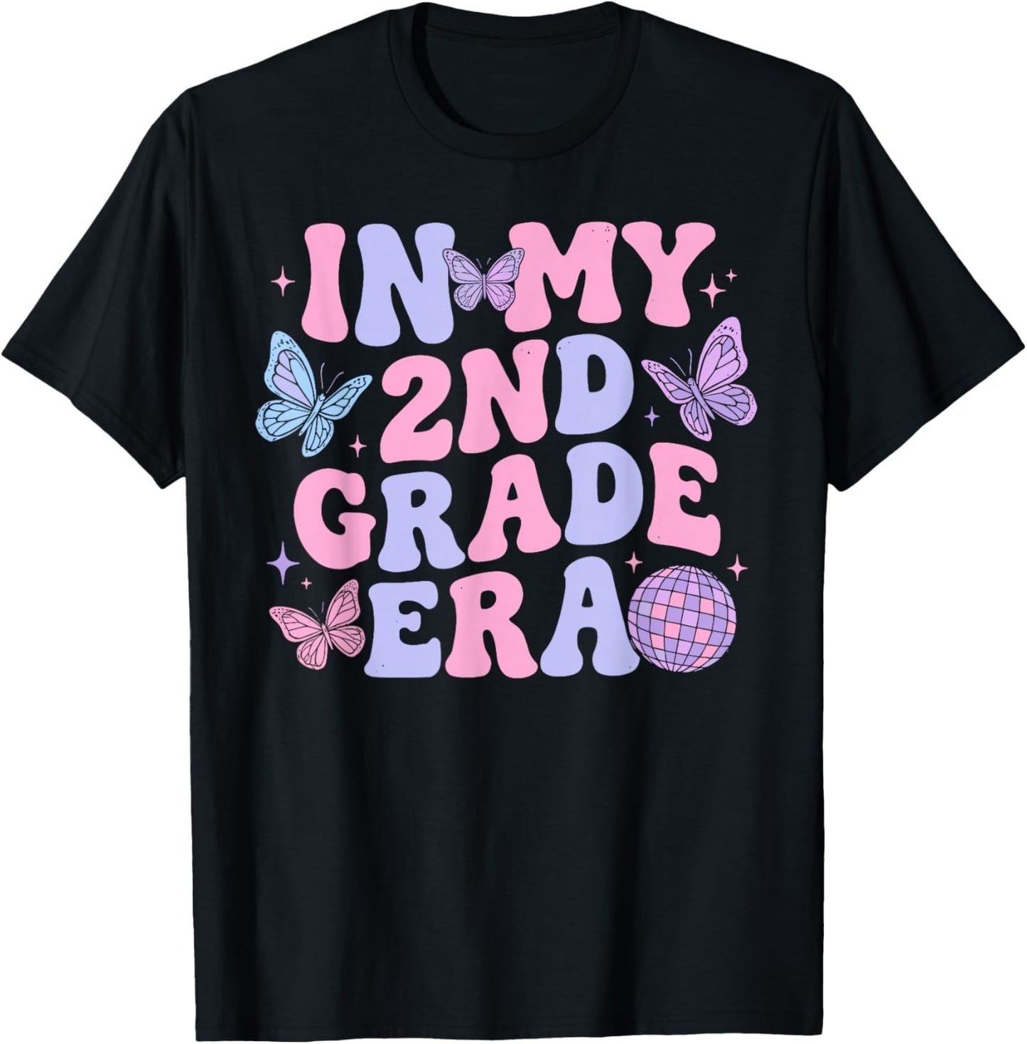in My Second 2nd Grade Era Groovy Back to School Students T-Shirt - T-Shirt | Black