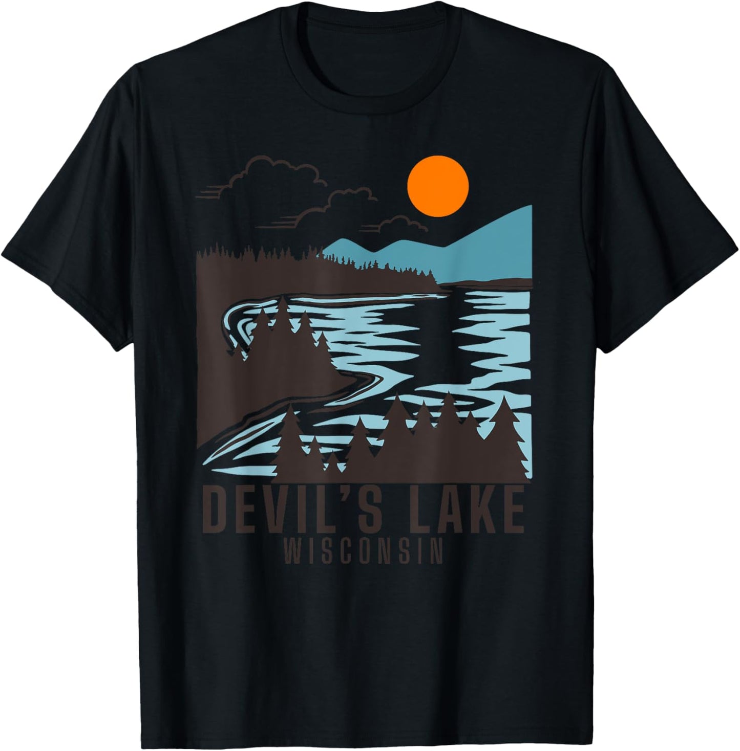 Devil's Lake, Wisconsin summer swimming boating Men Women Girls Kids T-Shirt - T-Shirt | Black
