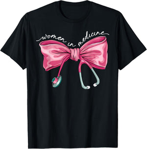 Coquette Bow In Medicine Internal Medicine Female Dr T-Shirt - T-Shirt | Black