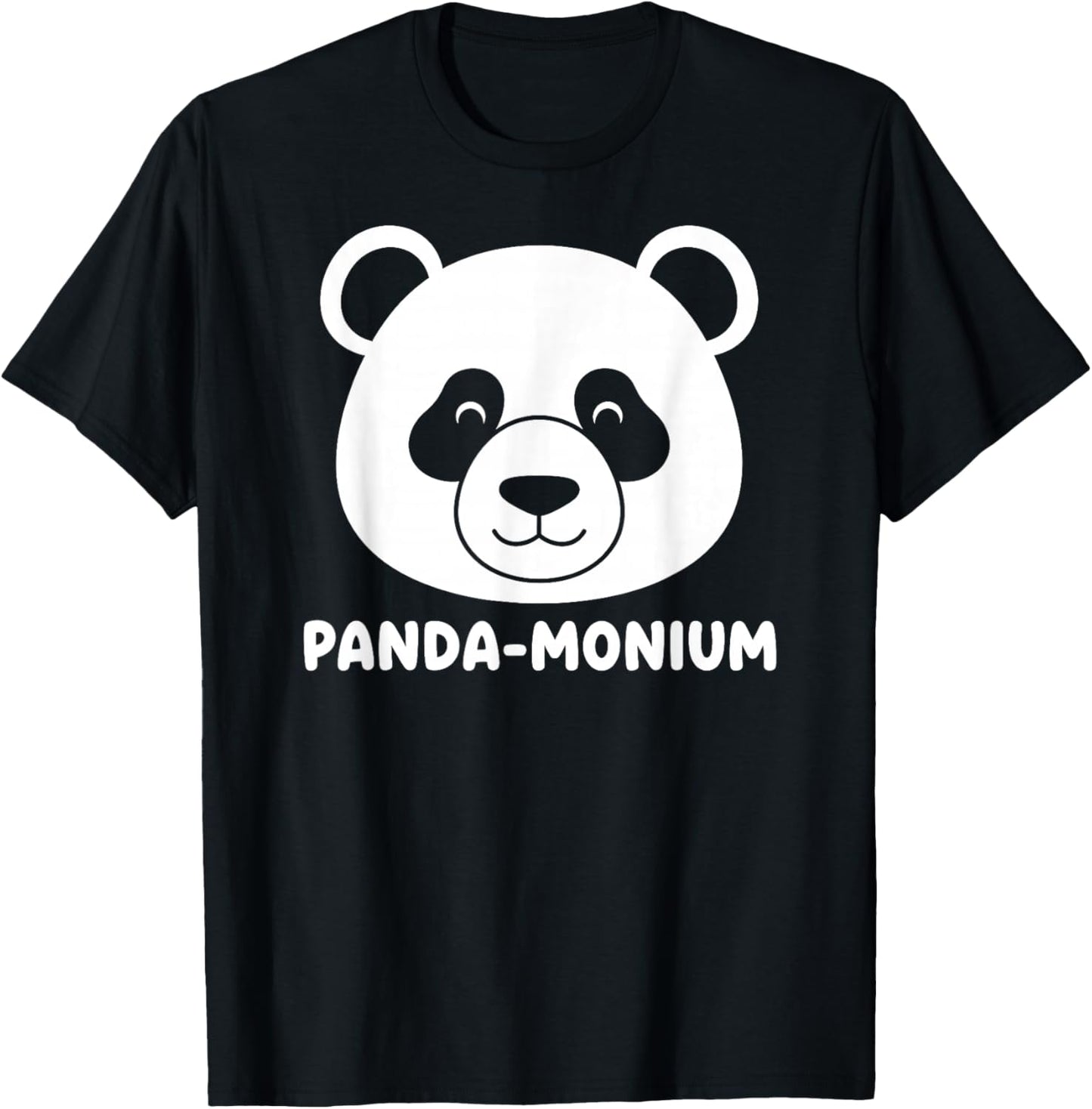 Panda Monium Funny Animal Pun Pandamonium Cute Bear T-Shirt - T-Shirt | Black