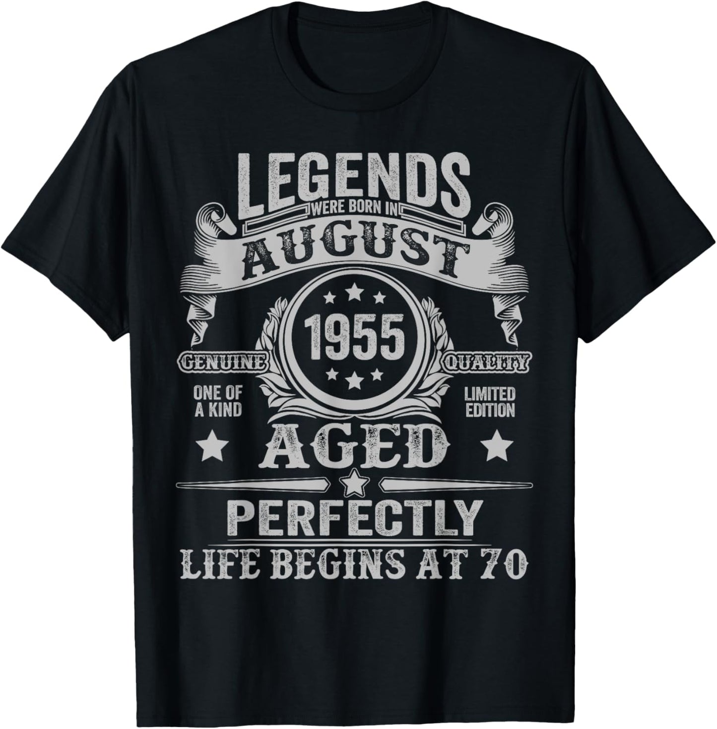 70 Years Old Legend since August 1955 70th Birthday Men Dad T-Shirt - T-Shirt | Black