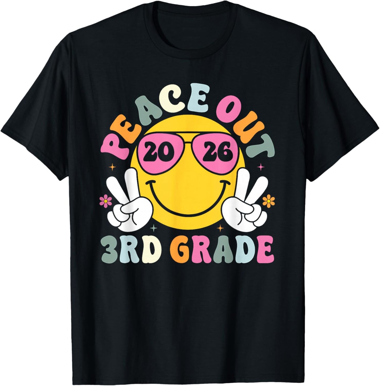 Peace Out 3rd Grade Graduation Teacher Kids Class of 2026 T-Shirt - T-Shirt | Black