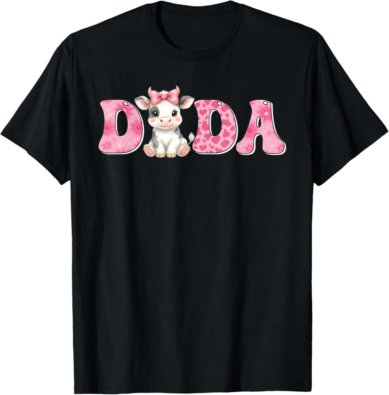 Dada of The First Birthday Girl Cow Farm Family Matching T-Shirt - T-Shirt | Black