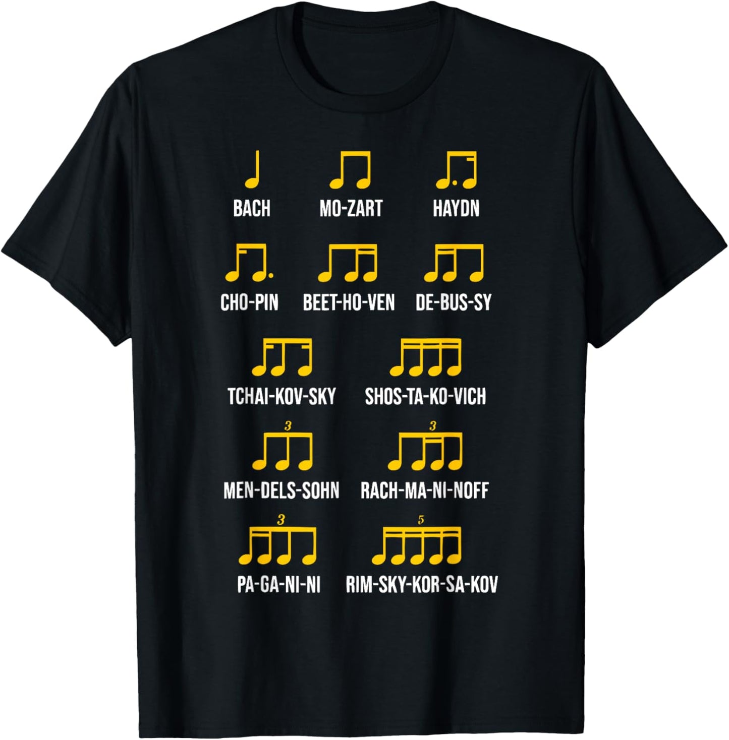 Composer Rhythm Music - Bach Mozart Beethoven Chopin T-Shirt - T-Shirt | Black
