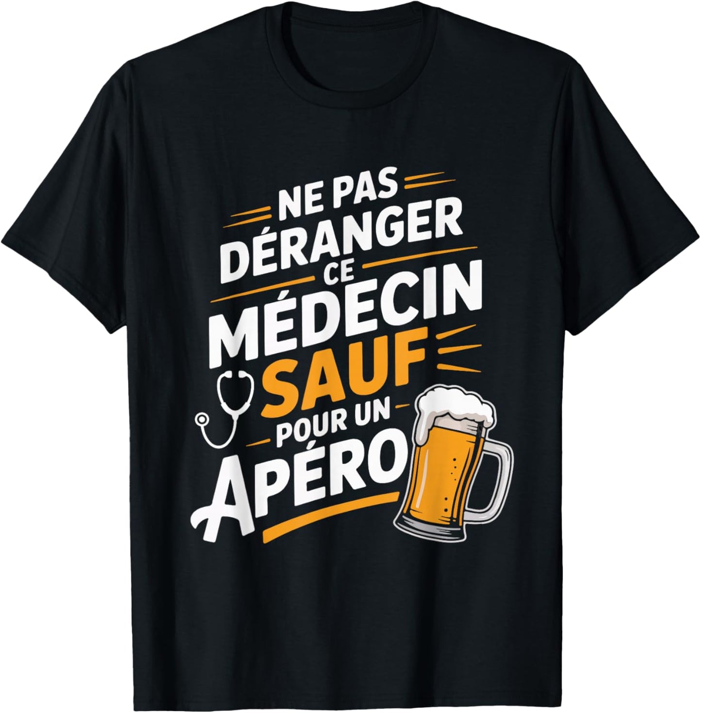 Doctor Aperitif Man Humour Gift Doctor Funny Beer T-Shirt - T-Shirt | Black