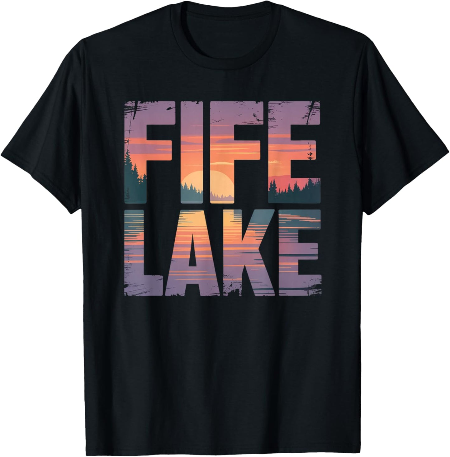 Fife Life Fife Lake Up North Sunset Michigan MI T-Shirt - T-Shirt | Black