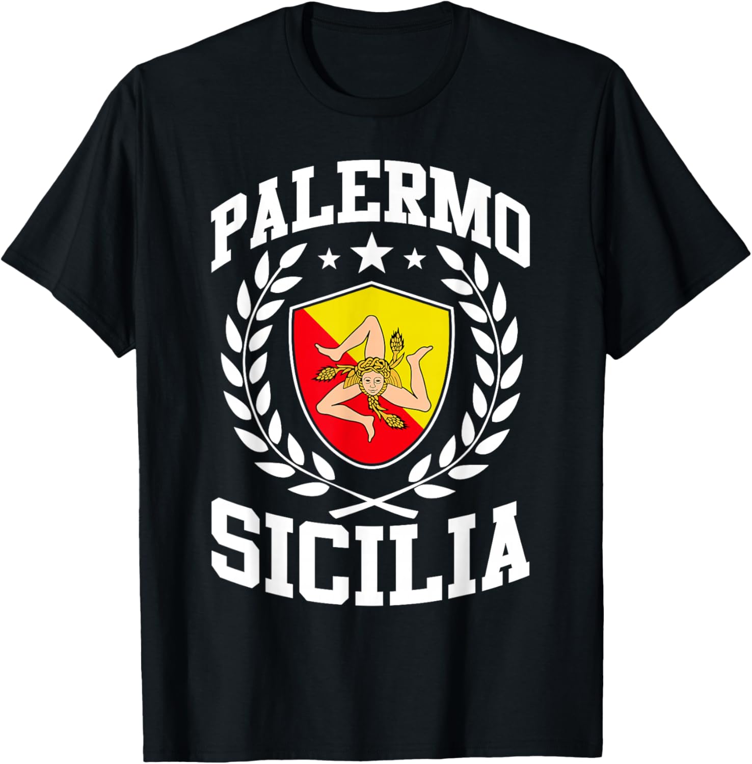 Palermo Sicilia Sicily Flag Trinacria Sicilian Pride T-Shirt - T-Shirt | Black