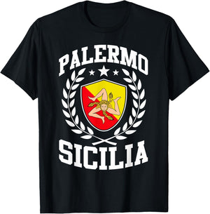 Palermo Sicilia Sicily Flag Trinacria Sicilian Pride T-Shirt - T-Shirt | Black
