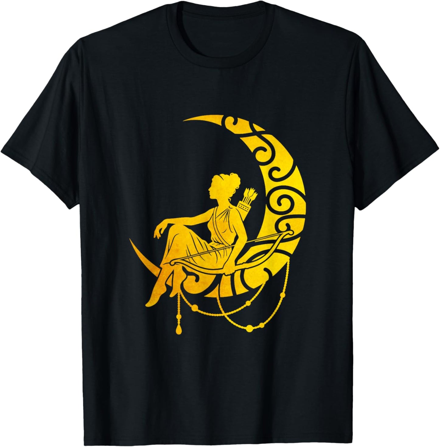Artemis Goddess and The Moon Greek Mythology Fantasy T-Shirt - T-Shirt | Black