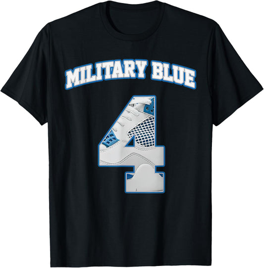 Number 4 Military Blue 4s Matching Women T-Shirt - T-Shirt | Black