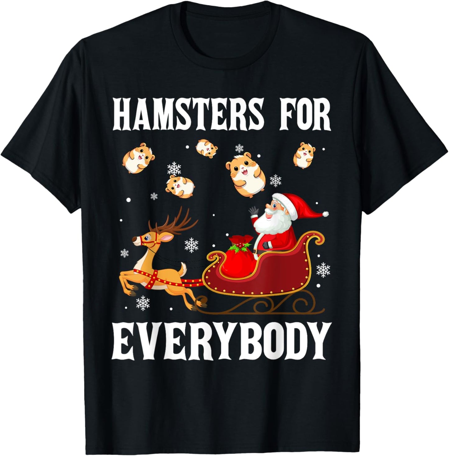 Hamsters For Everybody Christmas Santa Claus Hamster Xmas T-Shirt - T-Shirt | Black