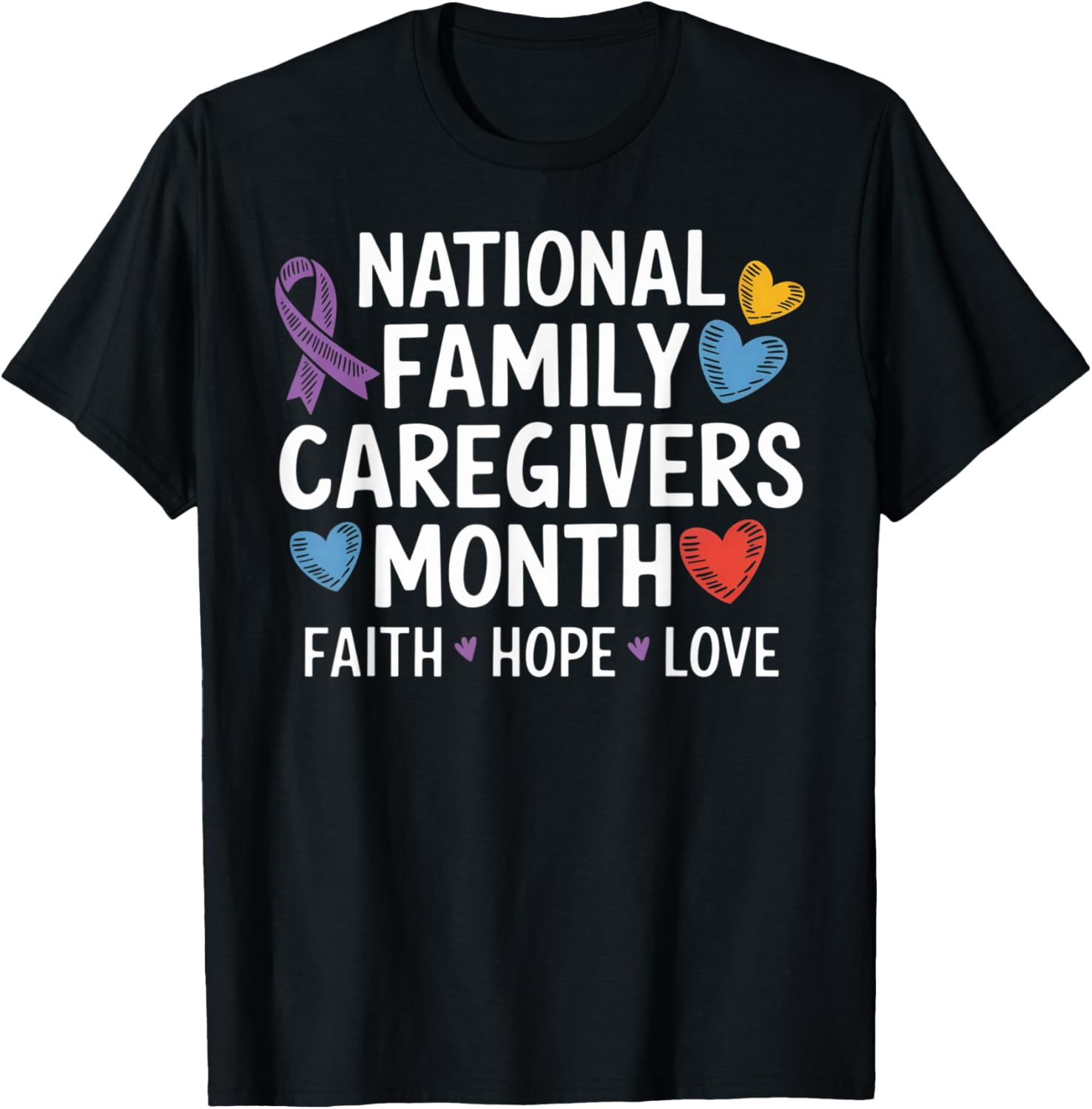 Purple Ribbon Shirt - National Family Caregivers Month T-Shirt - T-Shirt | Black