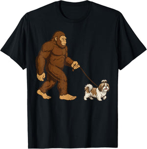Bigfoot Shih Tzu T-Shirt - T-Shirt | Black