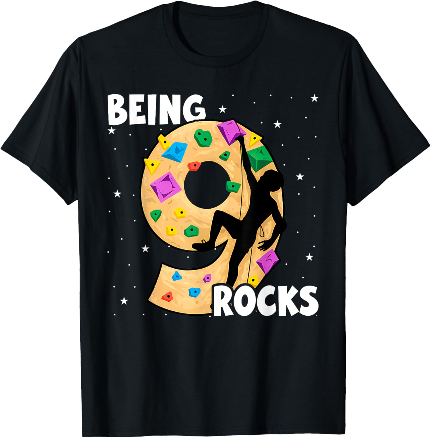 9 Year Old Rock Climbing 9th Birthday Adventures Climber T-Shirt - T-Shirt | Black