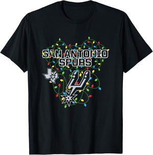 NBA San Antonio Spurs Christmas Lights Holiday T-Shirt - T-Shirt | Black
