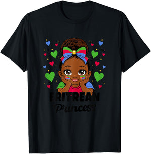 Cute Eritrean Princess Girl Roots Eritrea Flag Heritage T-Shirt - T-Shirt | Black