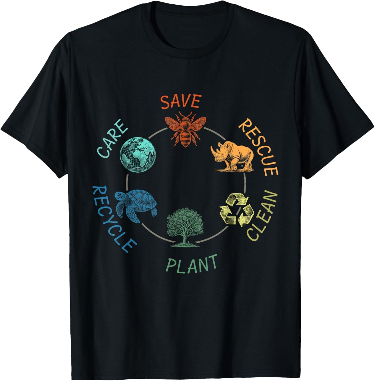 Save Rescue Plant Clean Earth Day Teachers T-Shirt - T-Shirt | Black