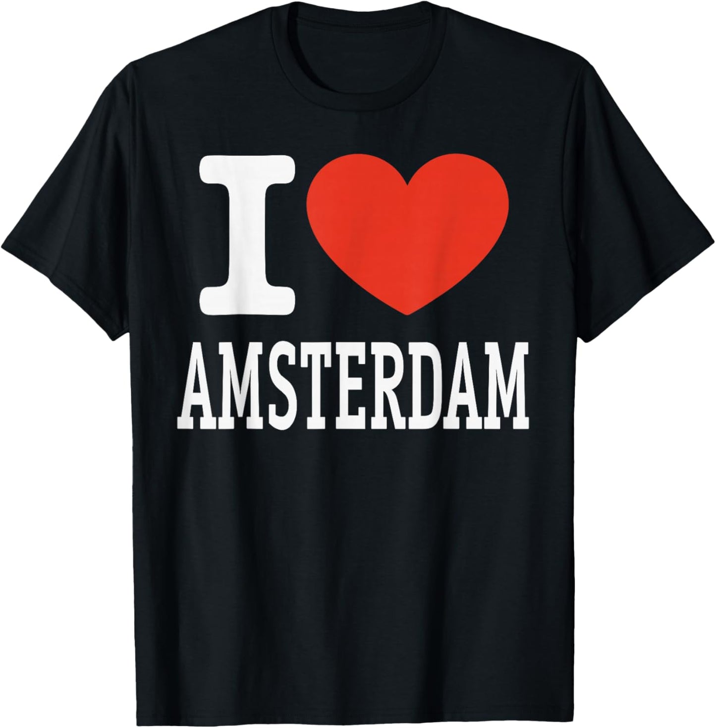 I Love Amsterdam City Heart Graphic Souvenir Travel T-Shirt - T-Shirt | Black