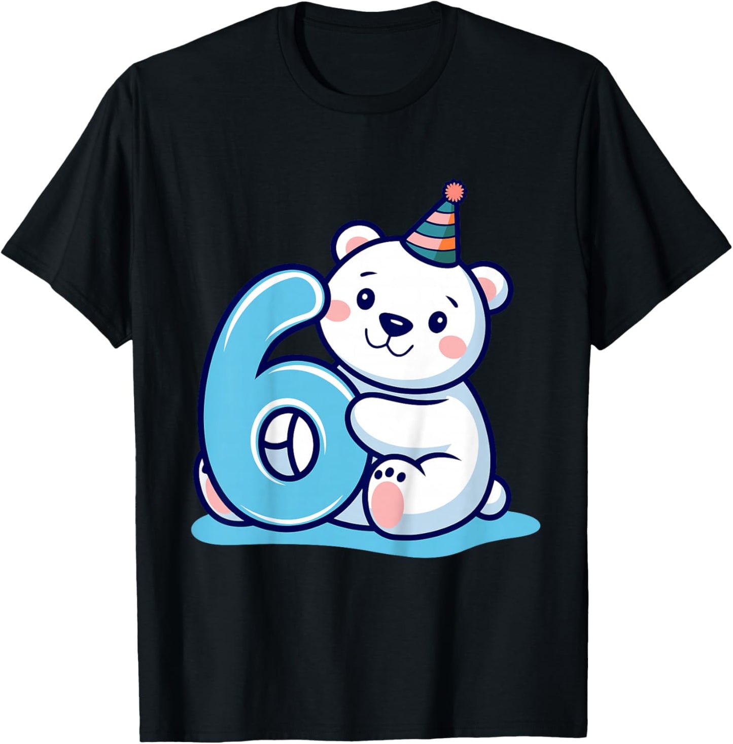 Kids 6th Birthday Polar Bear Kids T-Shirt - T-Shirt | Black