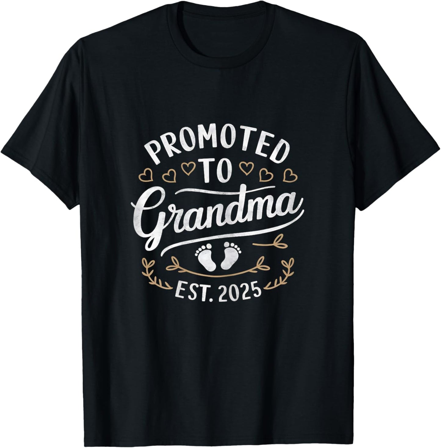 Promoted to Grandma Est. 2025 T-Shirt - T-Shirt | Black