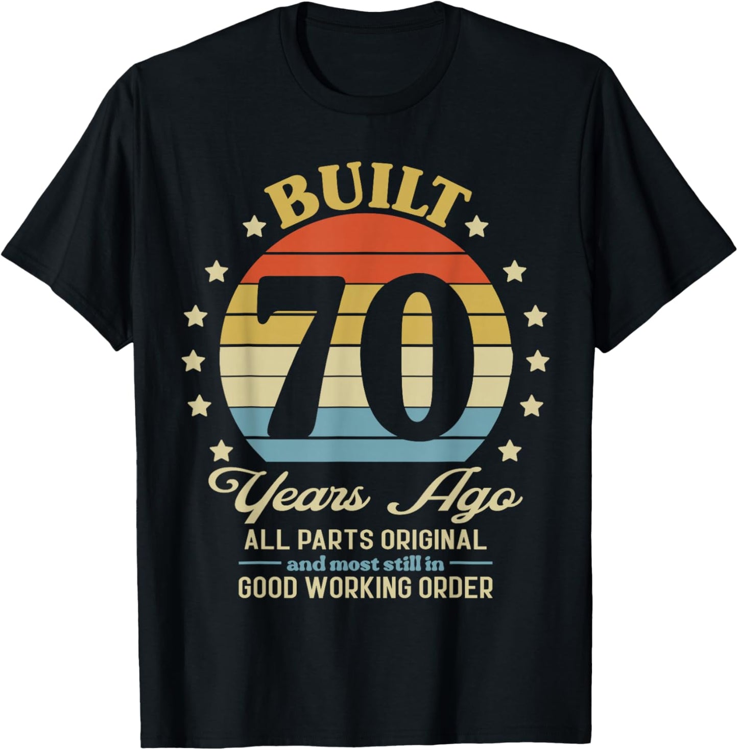 Vintage 70 Birthday Legend Turning Built 70yr Ago Retro 1956 T-Shirt - T-Shirt | Black