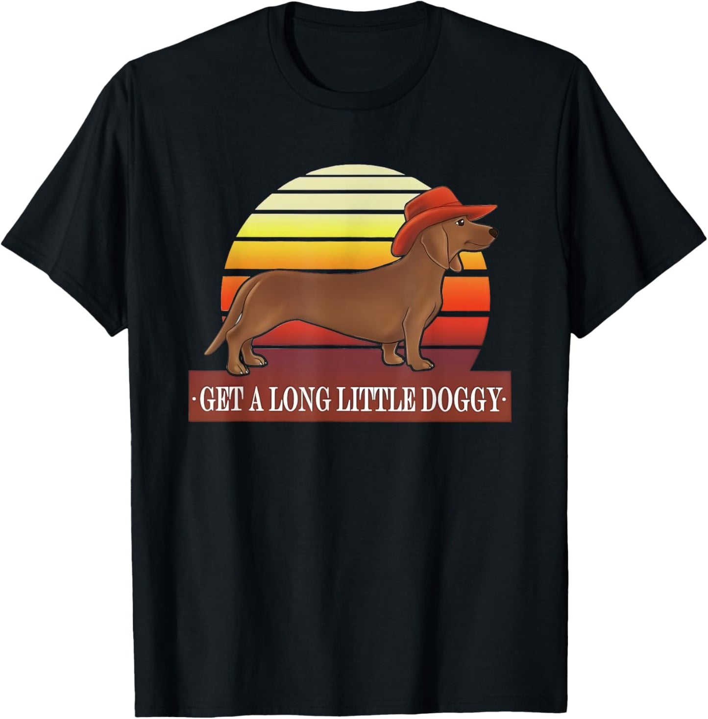 Cowboy Dachshund Get A Long Little Doggy Vintage T-Shirt - T-Shirt | Black