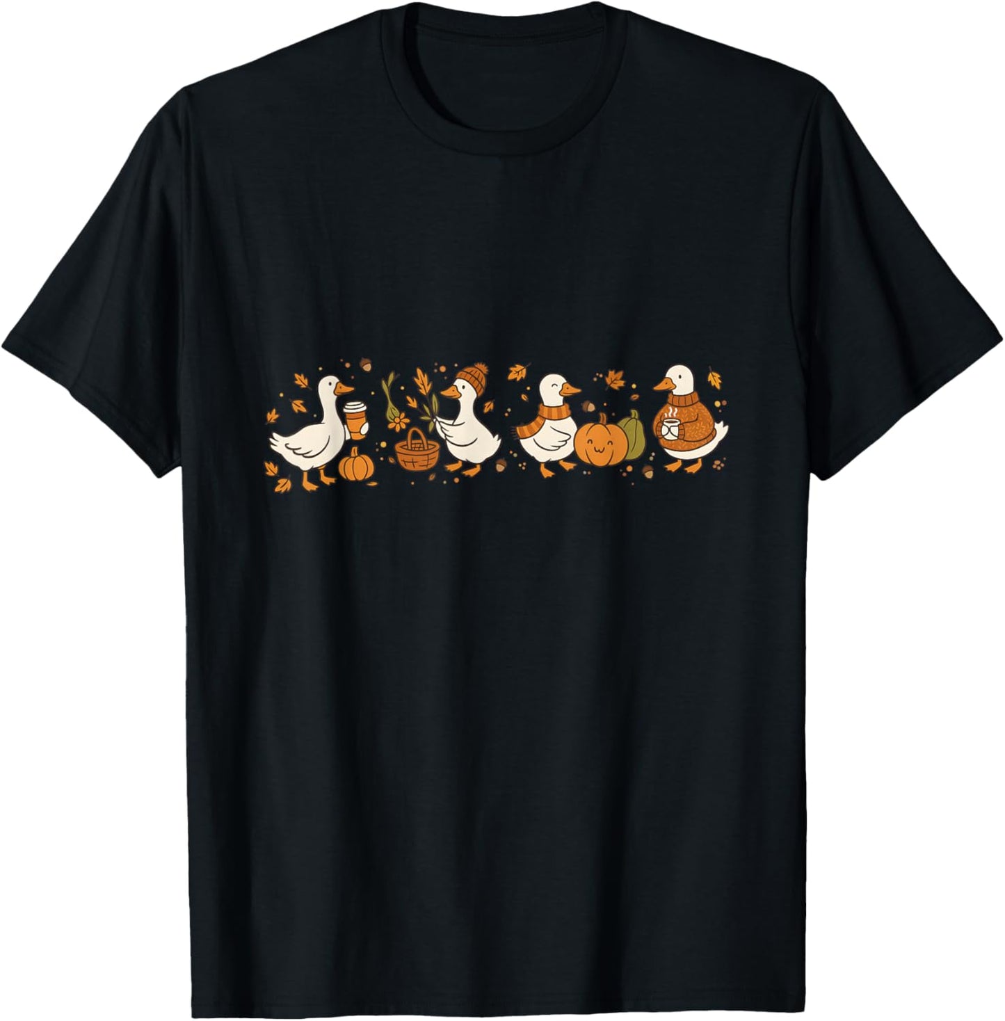 Autumn Goose | Funny Goose Design Cosy Autumn T-Shirt - T-Shirt | Black
