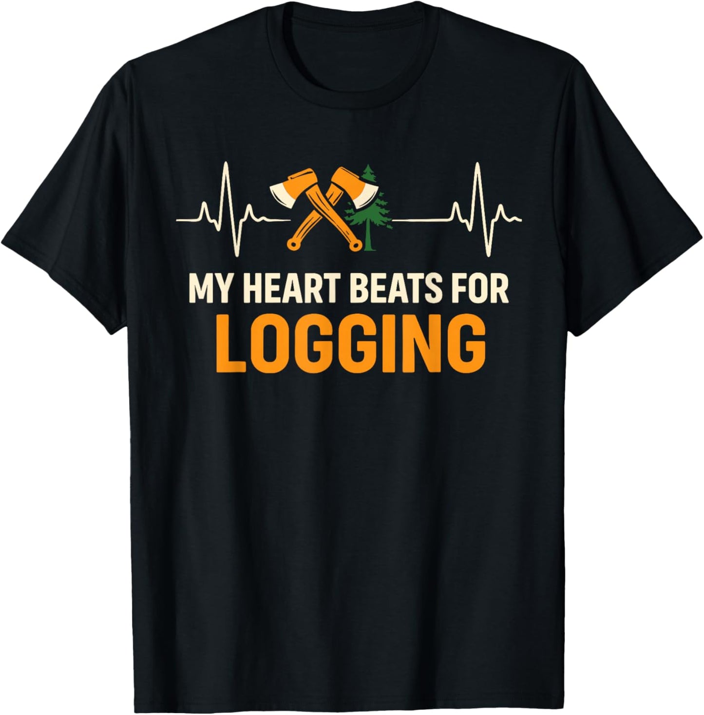 Tree Cutting Arborist Tree Cutter Woodsman Heart Logger T-Shirt - T-Shirt | Black