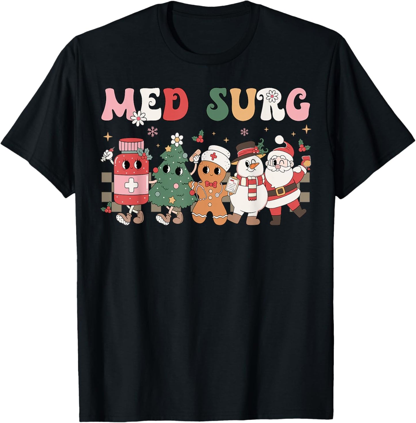 Med Surg Christmas Medical Surgical Nursing Group T-Shirt - T-Shirt | Black