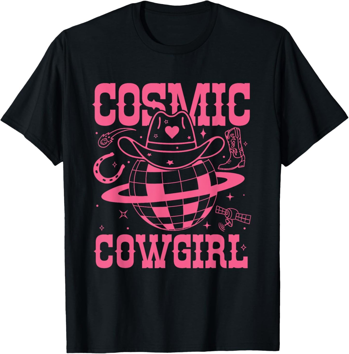 Cosmic Space Cowgirls Shirt Bachelorette Party Rodeo Girls T-Shirt - T-Shirt | Black