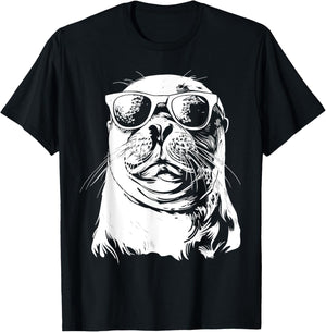 Seal Sunglasses Sea Lion Zookeeper Animal Funny T-Shirt - T-Shirt | Black