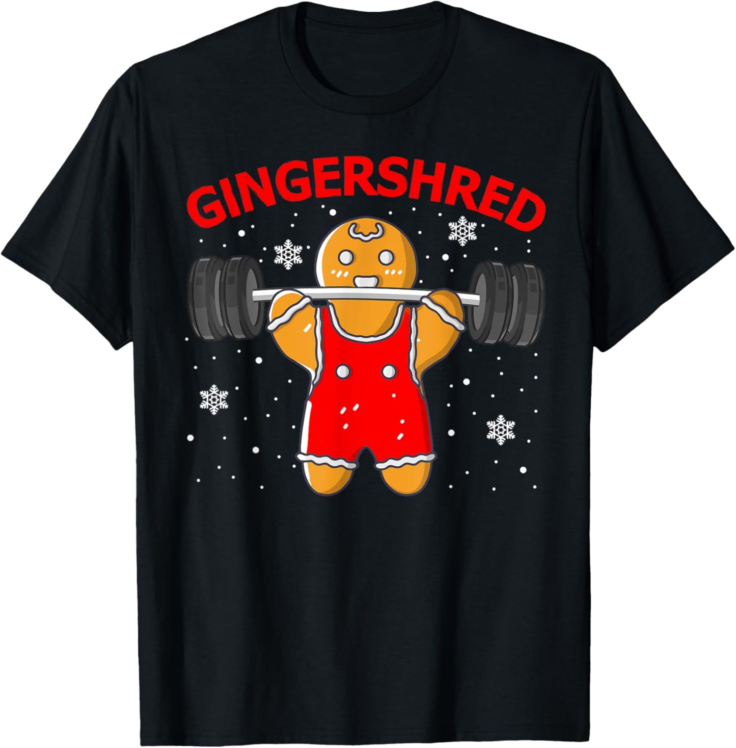 Funny Gingershred Gingerbread Man Gym Squad Xmas Holiday T-Shirt - T-Shirt | Black