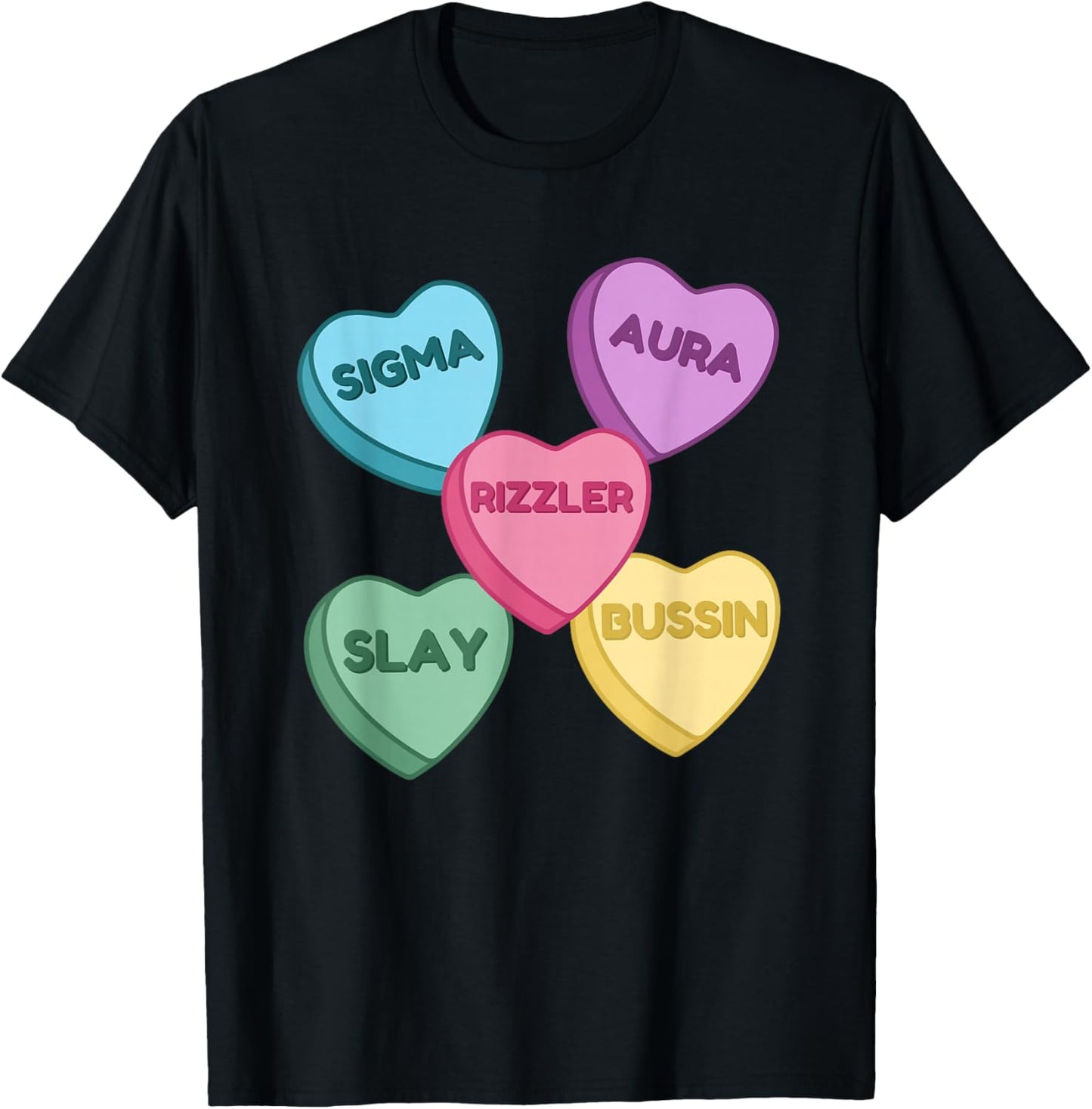 Valentine's Day Shirt Rizzler Candy Heart Middle School T-Shirt - T-Shirt | Black