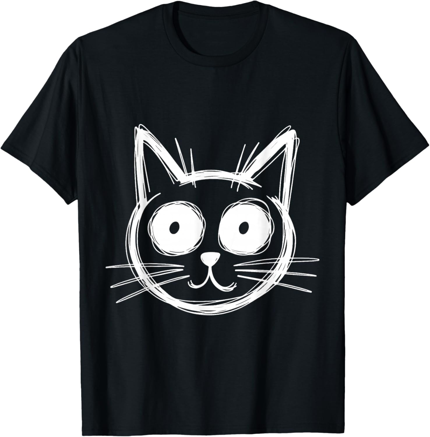 Funny Sketchy Cat Pet Energy Minimal Line Art Drawing Style T-Shirt - T-Shirt | Black