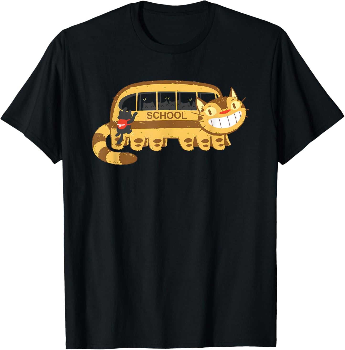 Cats In A Catbus Headed To School Schoolcatbus T-Shirt - T-Shirt | Black