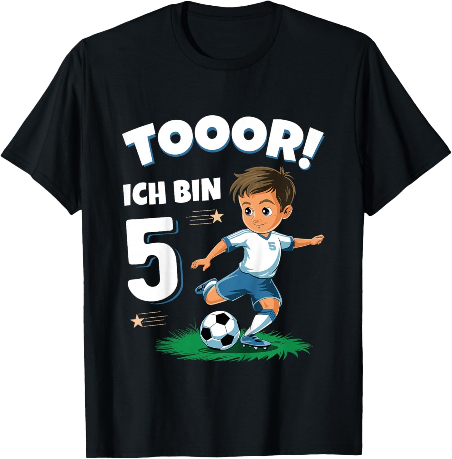 Children's 5th Birthday Boy Girl Football Gifts Football , black T-Shirt - T-Shirt | Black