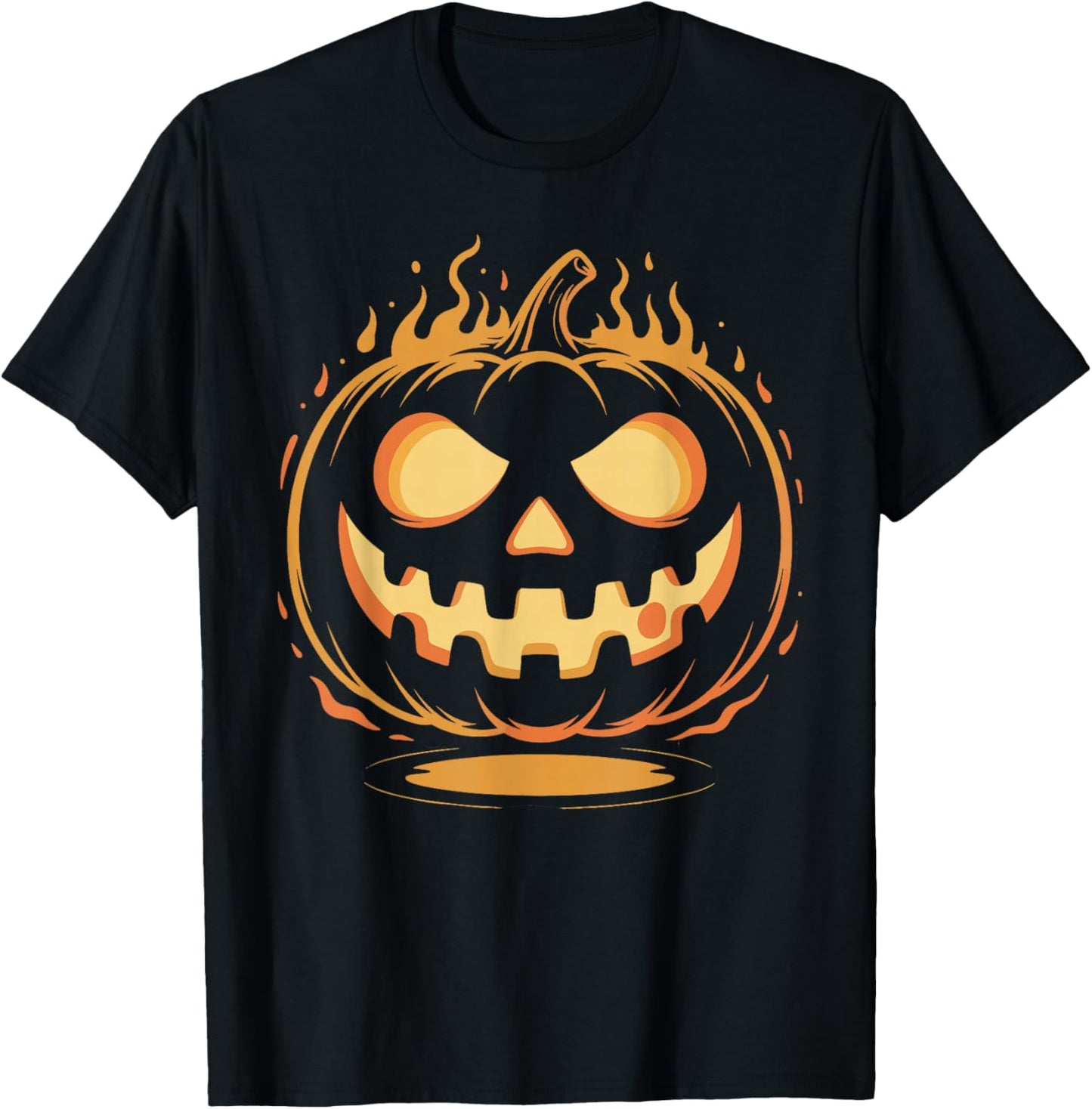 Flaming Jack O Lantern Pumpkin Face Halloween T-Shirt - T-Shirt | Black
