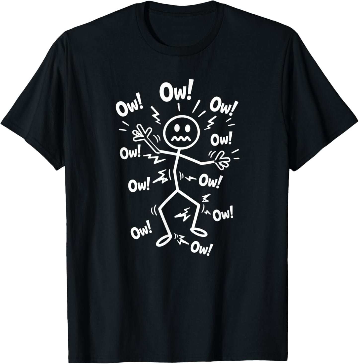 Ow Ow Ow Ow Saying Body Pain Character T-Shirt - T-Shirt | Black