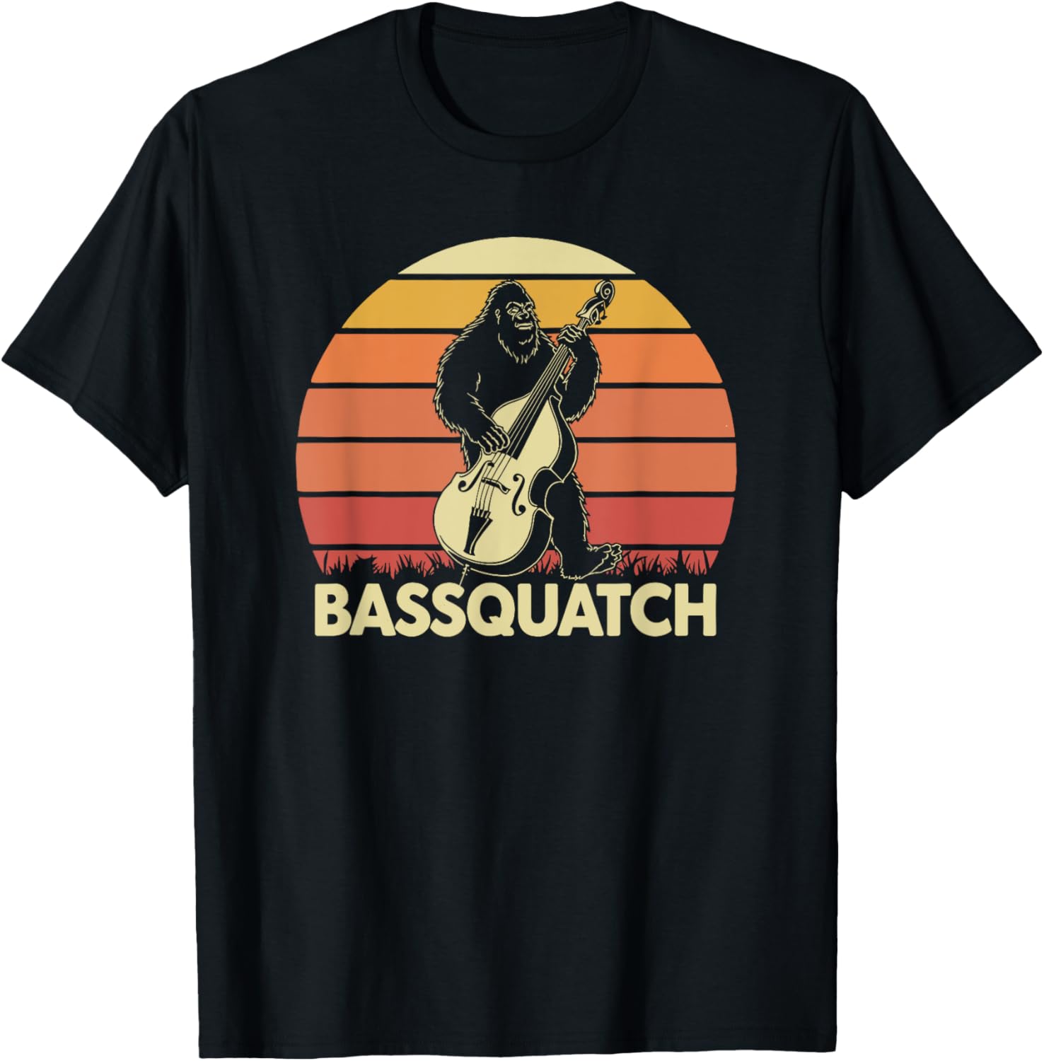 Bassquatch Bigfoot Double Bass Fiddle Upright Bass Sasquatch T-Shirt - T-Shirt | Black