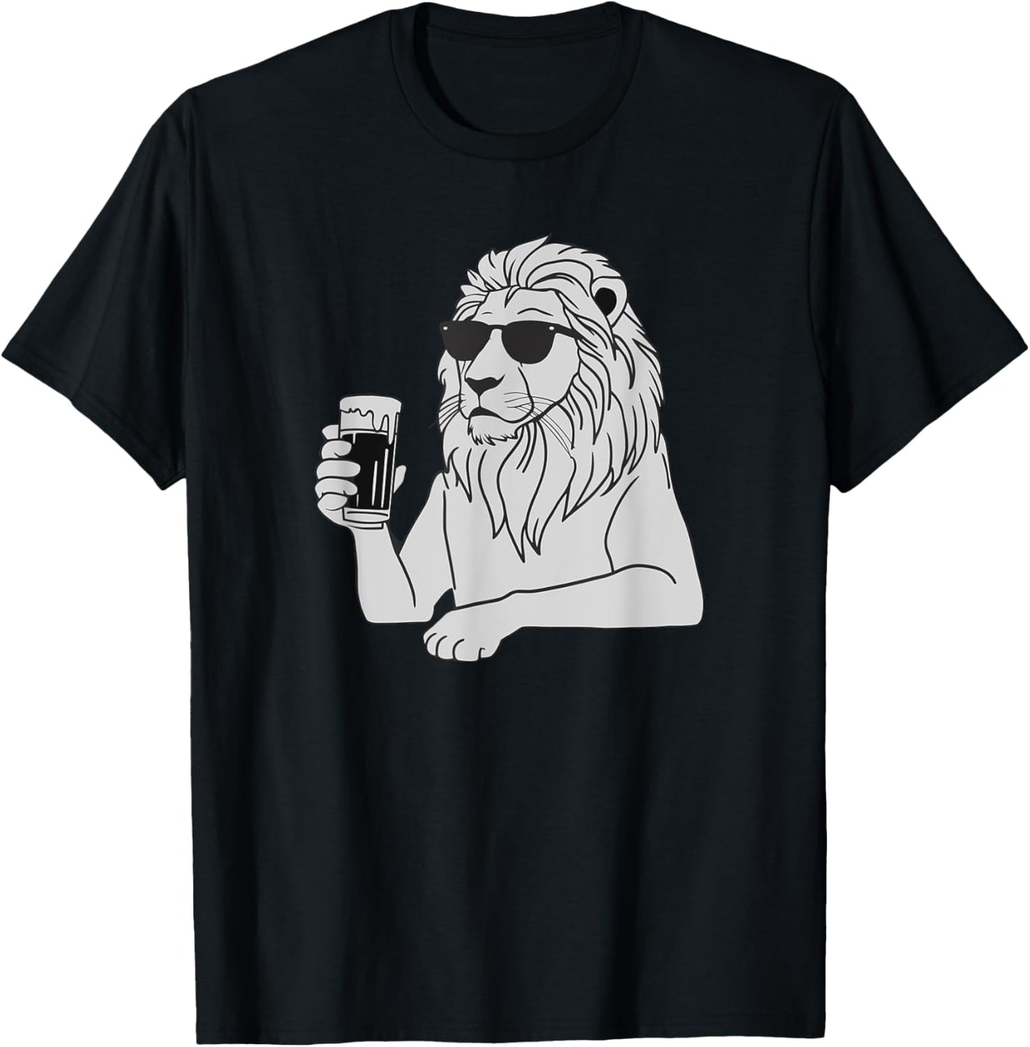 Cool Sunglasses Lion Drinking Beer Lions T-Shirt - T-Shirt | Black