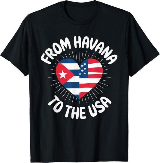 Half Cuban Half American Country USA Flag Cuba America T-Shirt - T-Shirt | Black