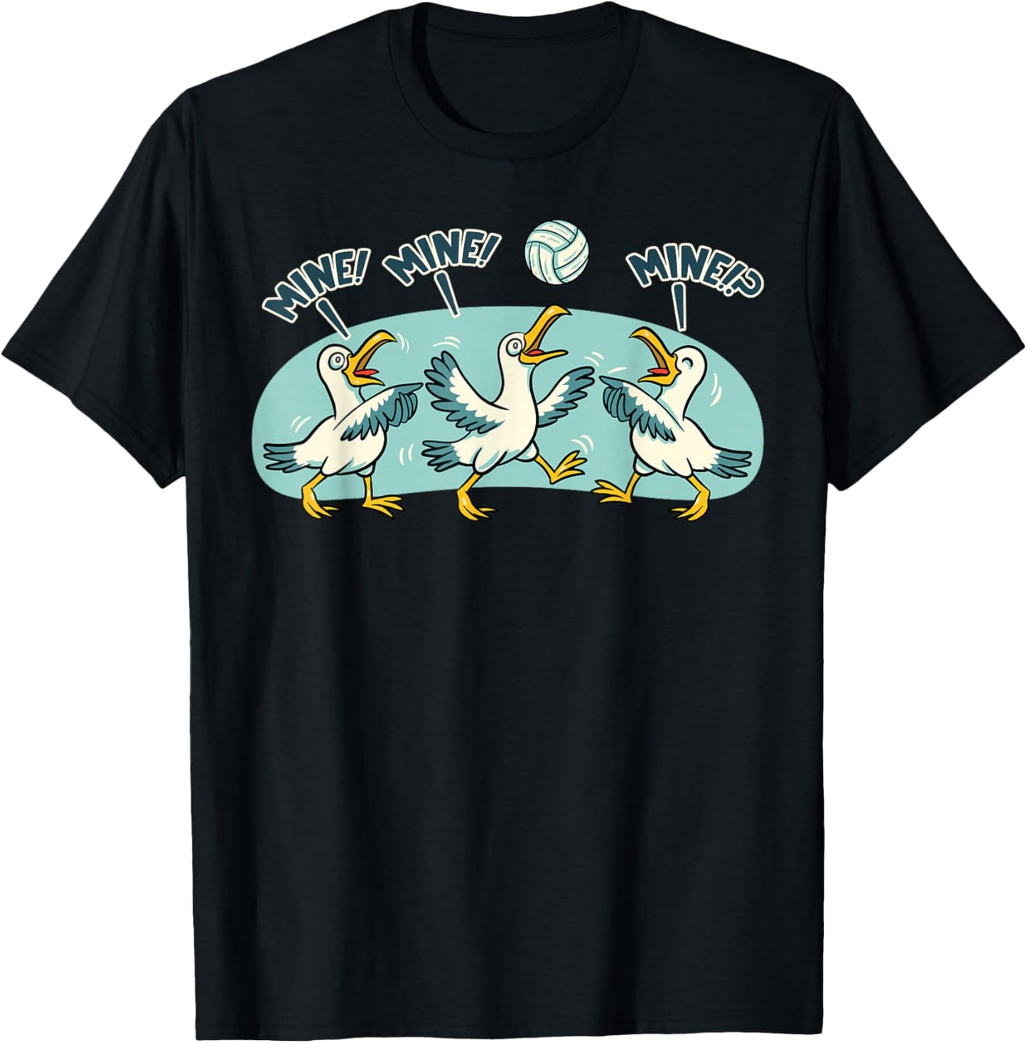Volleyball Seagull Mine Funny Beach Volleyball Player Gift T-Shirt - T-Shirt | Black