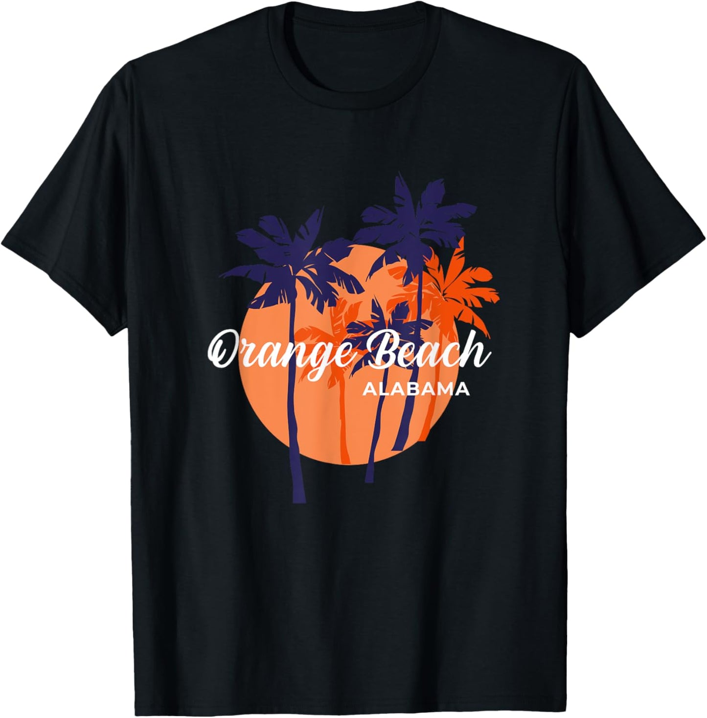 Palm Trees And Sun Summer Vacation Orange Beach Alabama T-Shirt - T-Shirt | Black