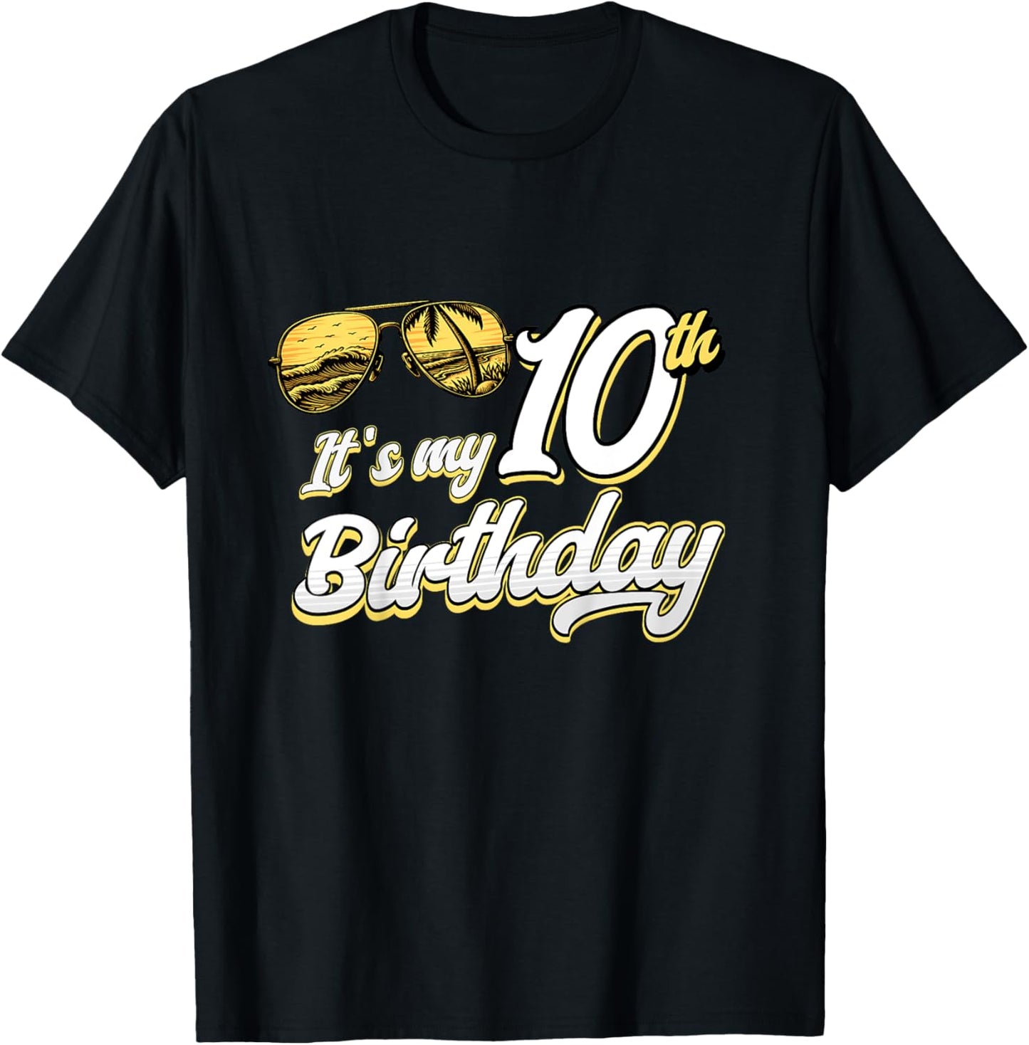 It's My 10th Birthday Beach Themed Party Summer 10 Years Old for Kids T-Shirt - T-Shirt | Black